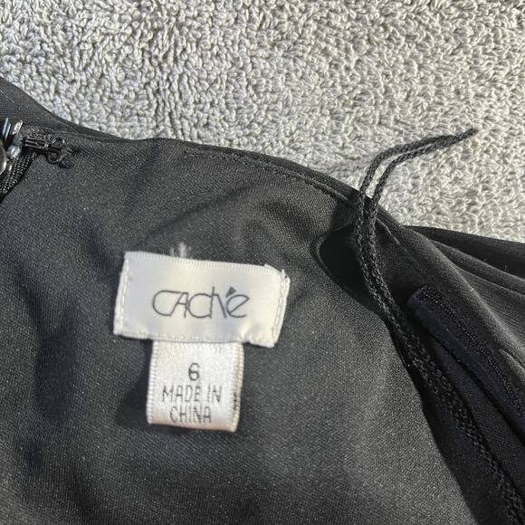 Cache Sheath Dress Womens 6‎ Black Embellished Cross Front Sleeveless Midi Party - Picture 5 of 9